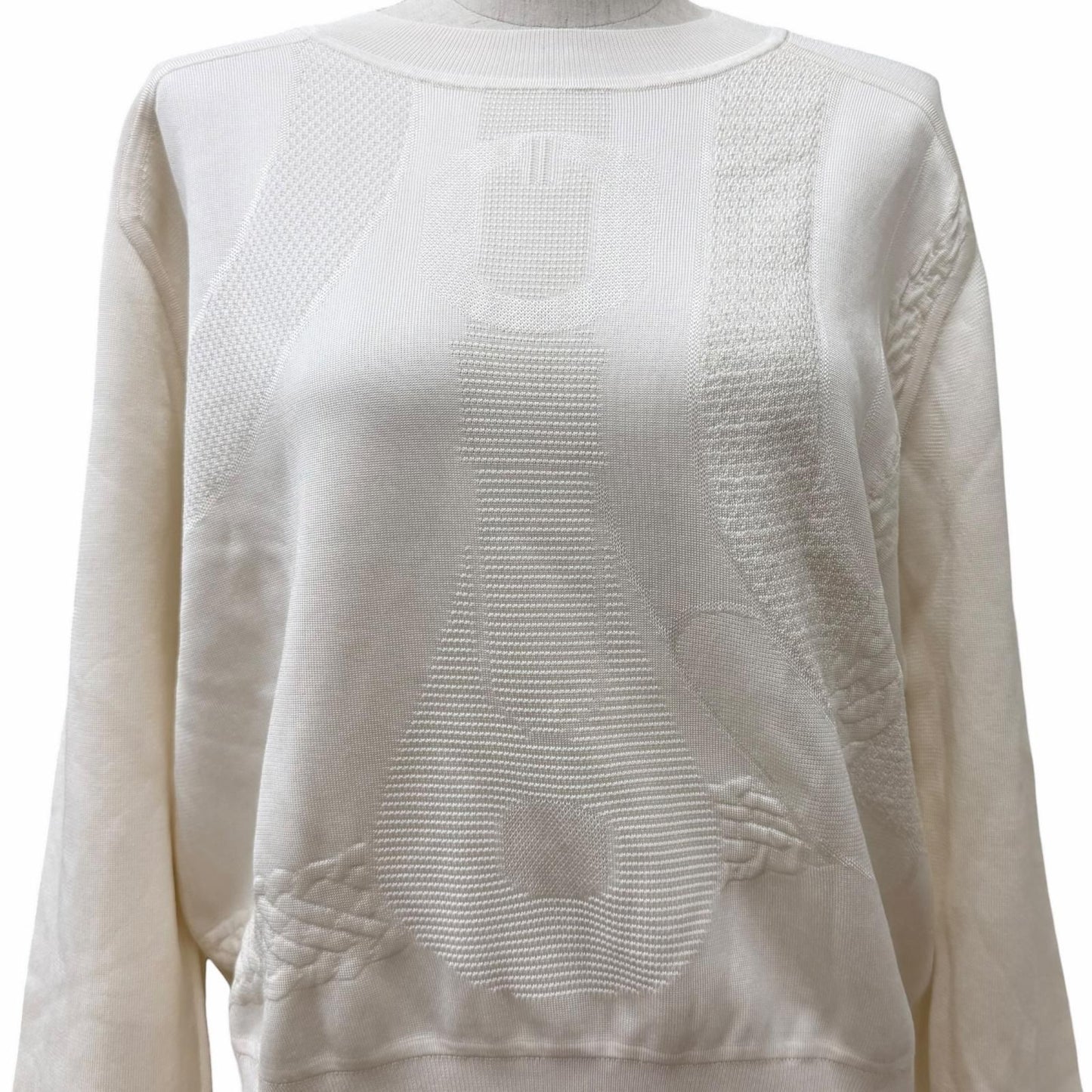 Hermes Silk Blend Coaching Crew Neck Long Sleeve Top Off White 38 — view 5