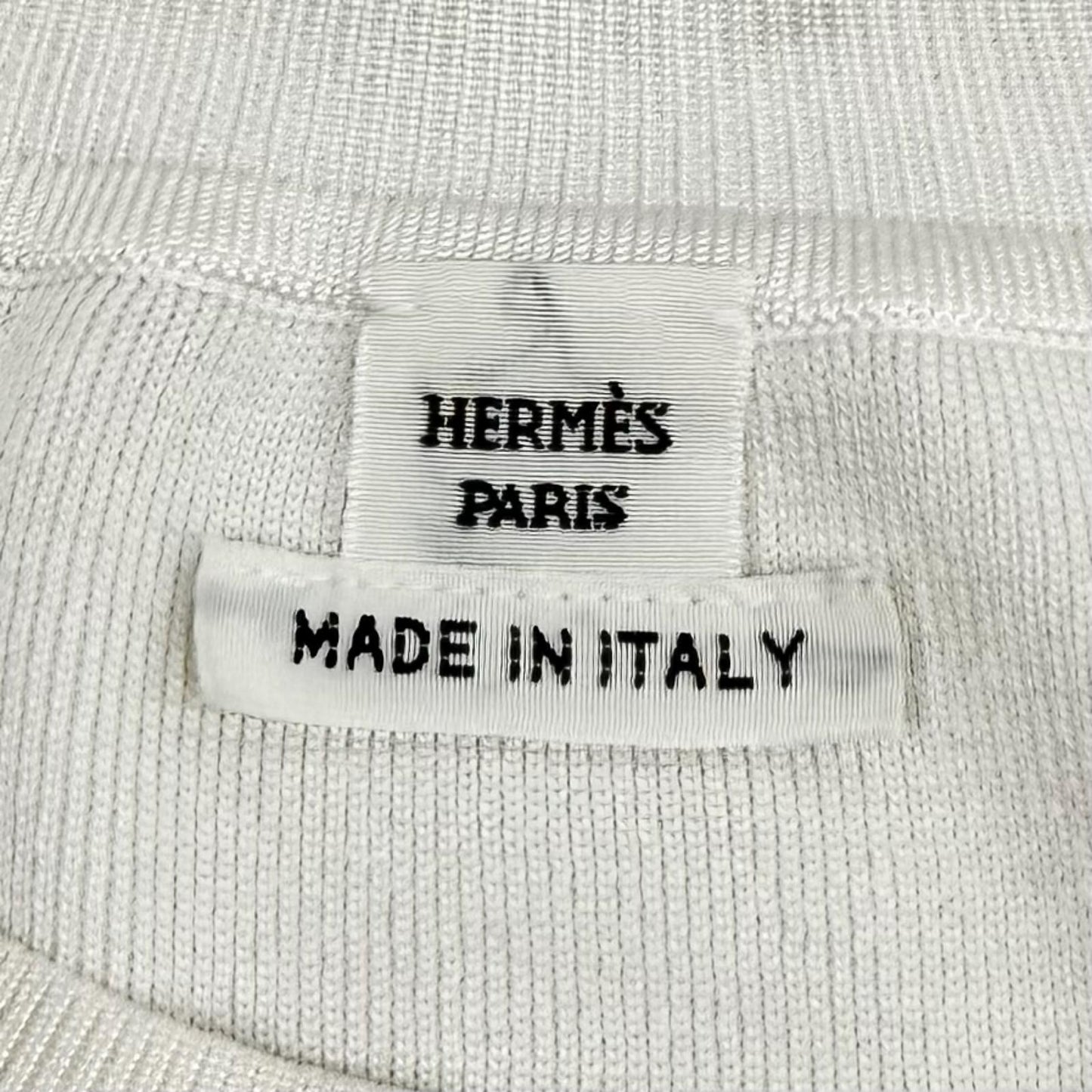 Hermes Silk Blend Coaching Crew Neck Long Sleeve Top Off White 38 — view 6