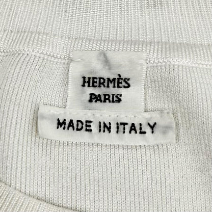 Hermes Silk Blend Coaching Crew Neck Long Sleeve Top Off White 38 — view 6