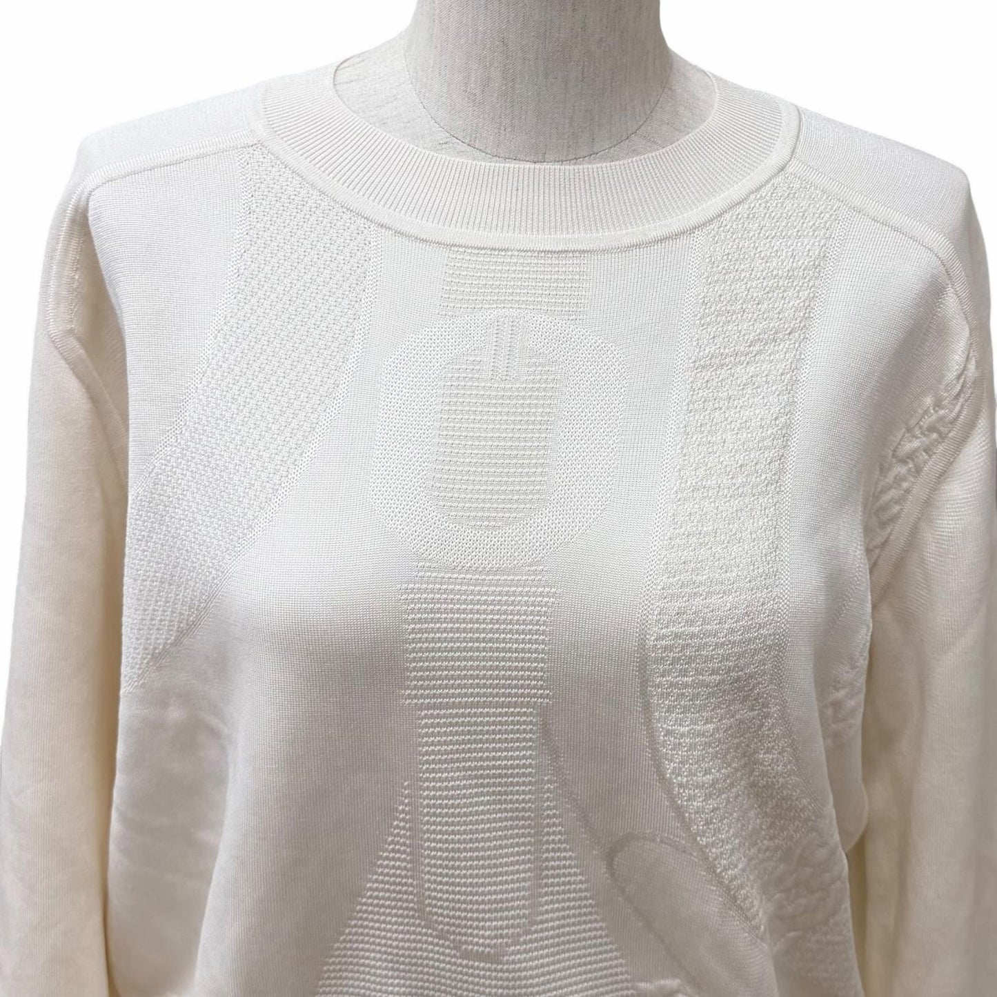 Hermes Silk Blend Coaching Crew Neck Long Sleeve Top Off White 38 — view 4