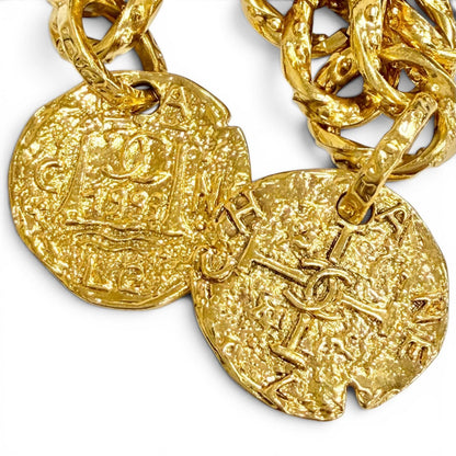 Chanel Vintage CC Logo Medal Chain Bracelet Gold — view 3