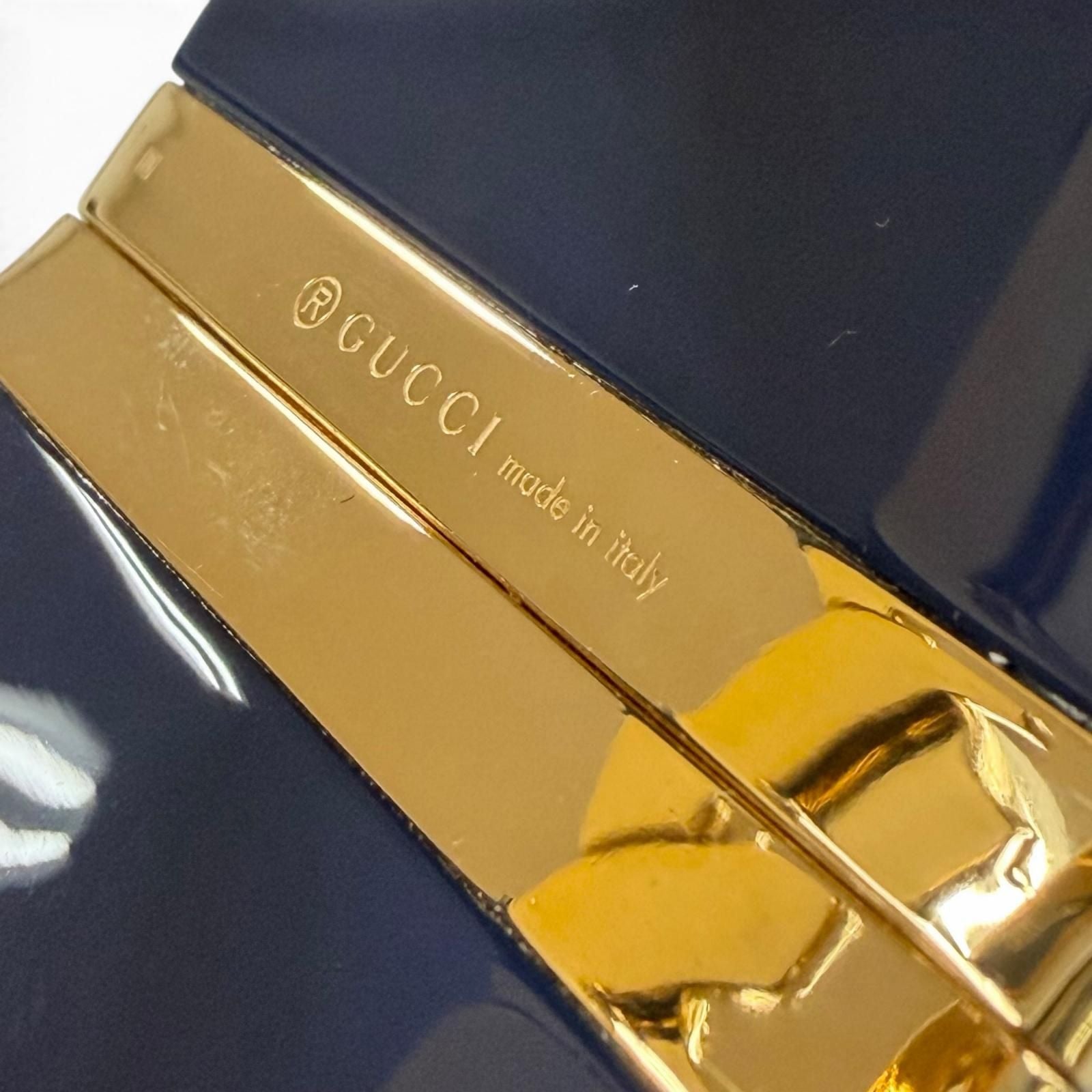 Gucci Interlocking Calf Bracelet Bangle Navy Gold — view 6