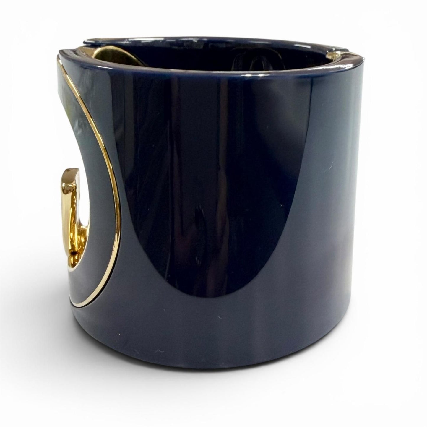 Gucci Interlocking Calf Bracelet Bangle Navy Gold — view 3