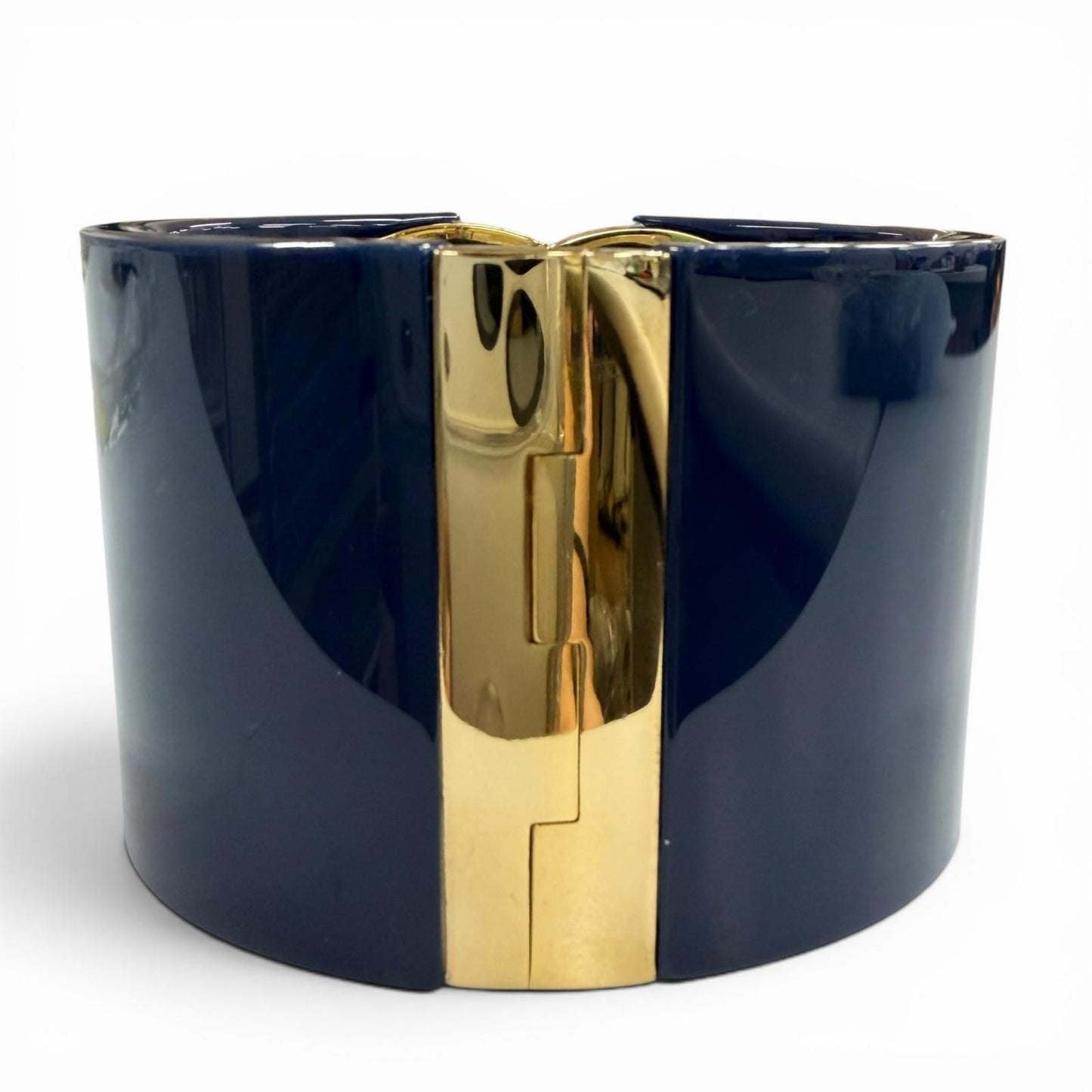 Gucci Interlocking Calf Bracelet Bangle Navy Gold — view 4