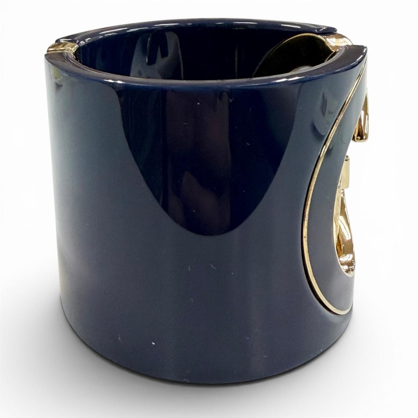 Gucci Interlocking Calf Bracelet Bangle Navy Gold — view 5