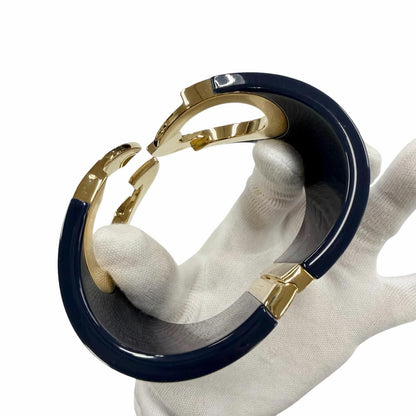 Gucci Interlocking Calf Bracelet Bangle Navy Gold — view 8