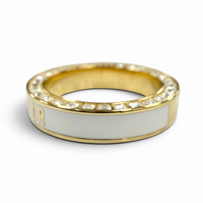 Dior Night Code Ring Crystal Logo Rhinestone Pave White Gold — view 2