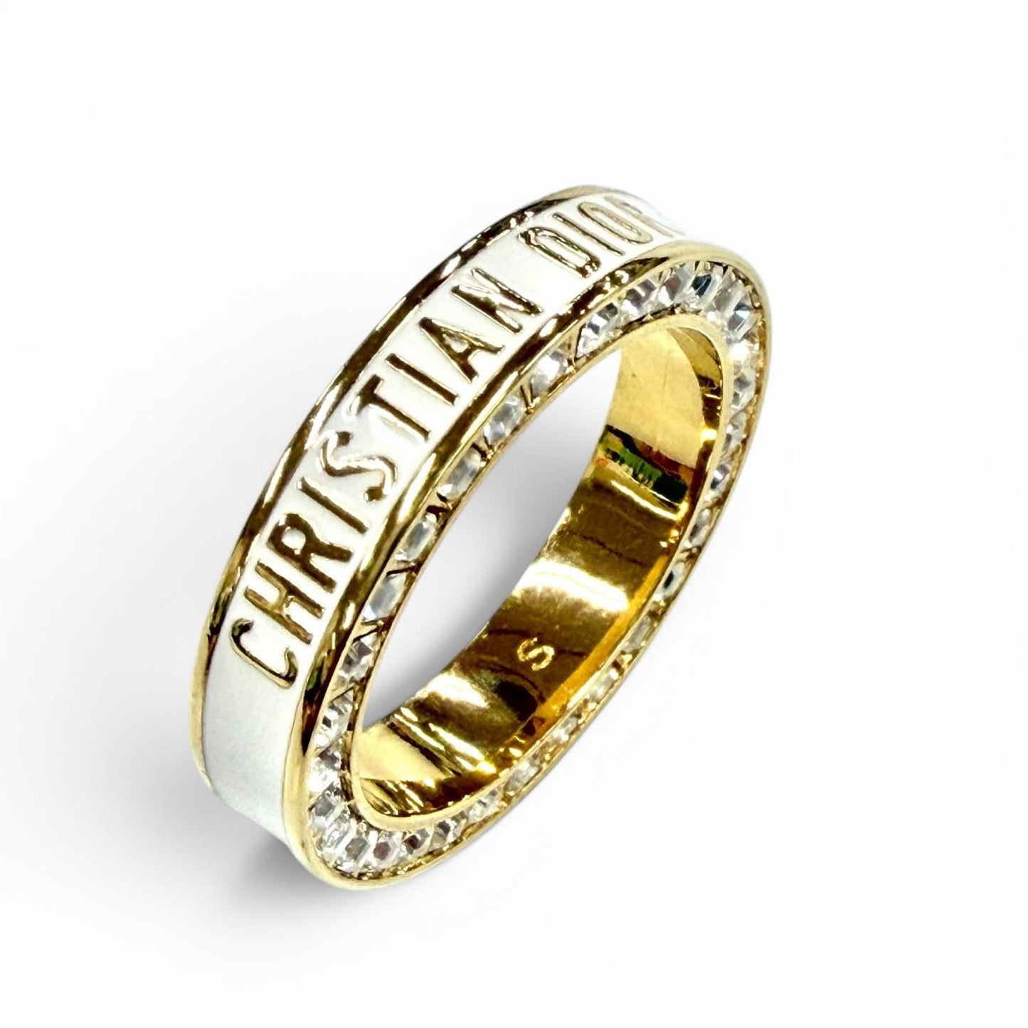 Dior Night Code Ring Crystal Logo Rhinestone Pave White Gold — view 6