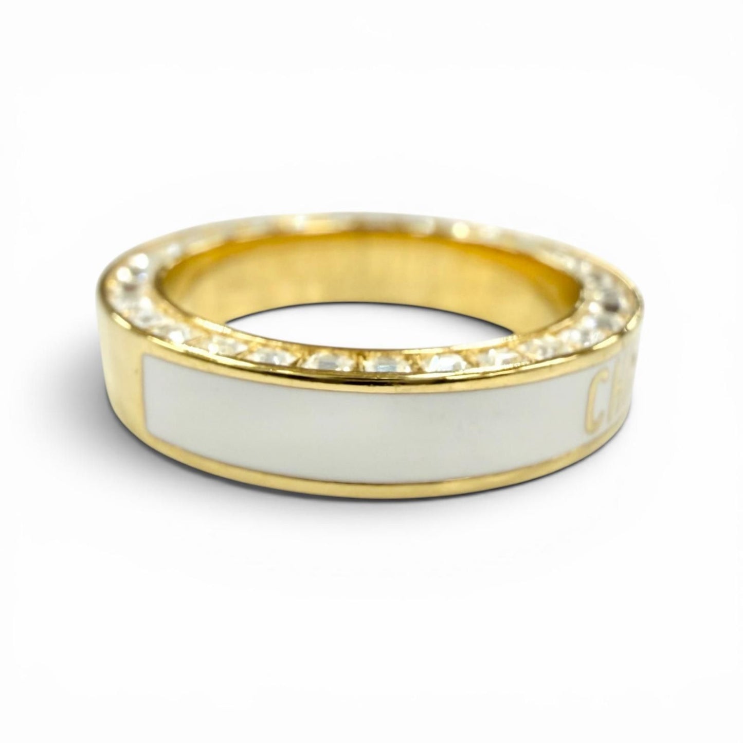 Dior Night Code Ring Crystal Logo Rhinestone Pave White Gold — view 4