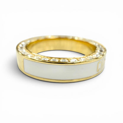 Dior Night Code Ring Crystal Logo Rhinestone Pave White Gold — view 4