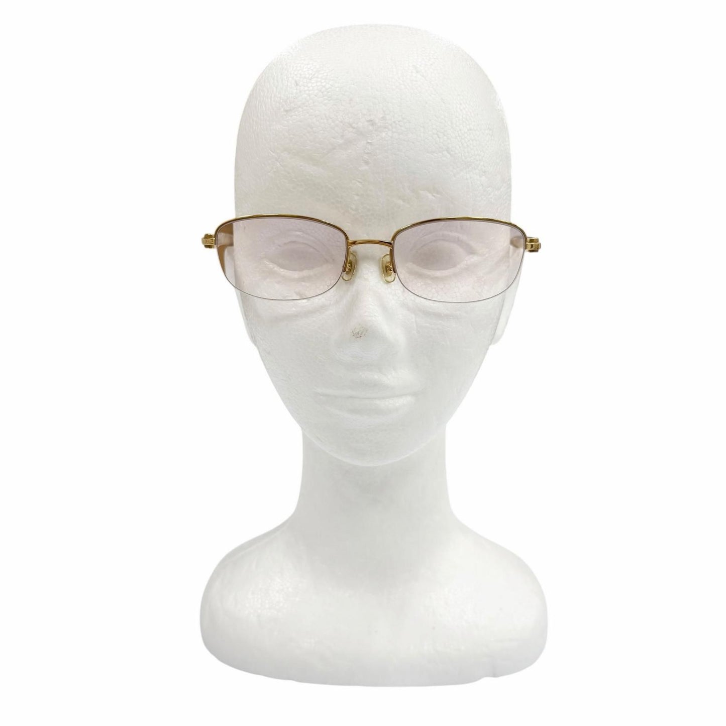 Cartier Vintage Marble Motif Half Frim Two Point Logo Eyewear Sunglasses Gold — view 2