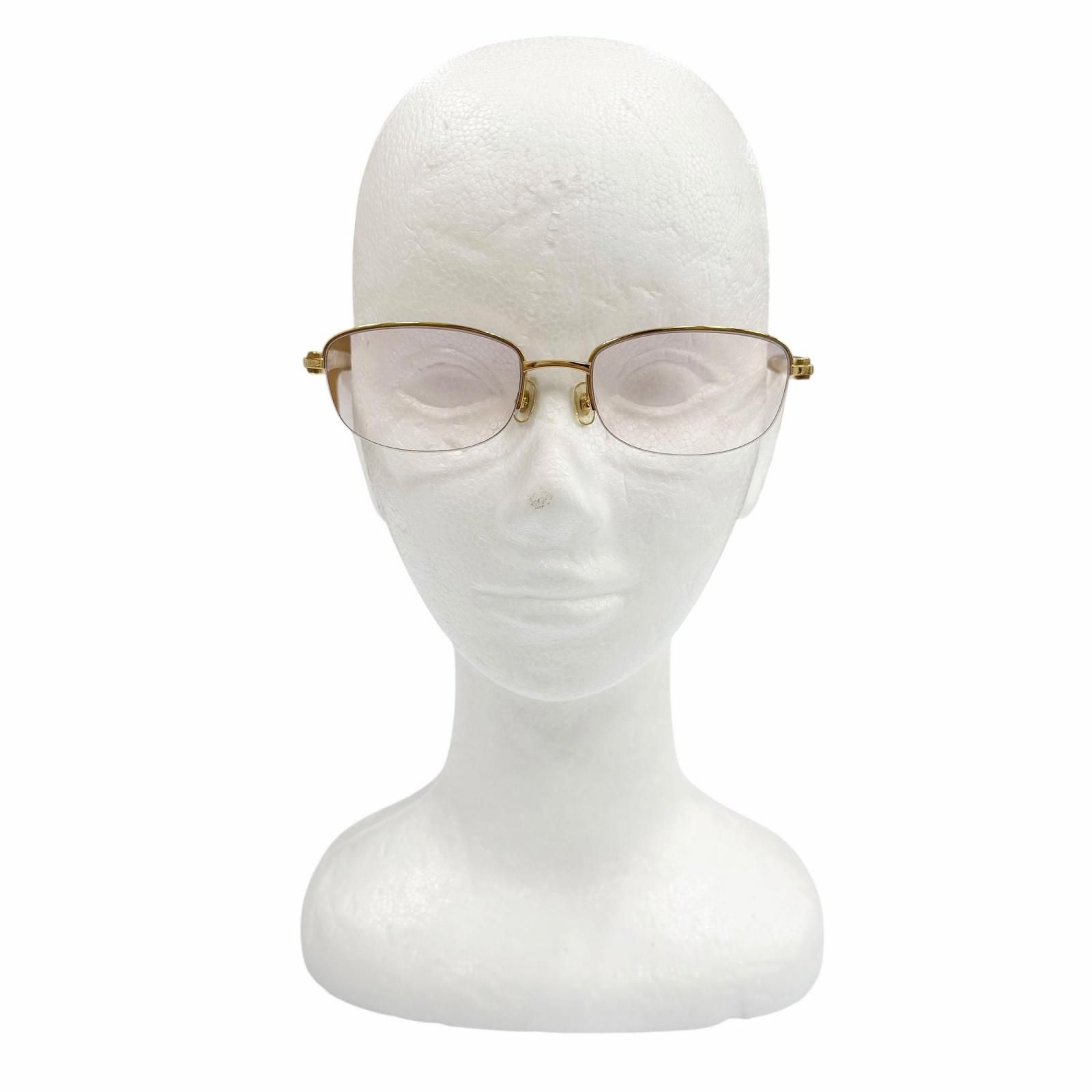 Cartier Vintage Marble Motif Half Frim Two Point Logo Eyewear Sunglasses Gold — view 2