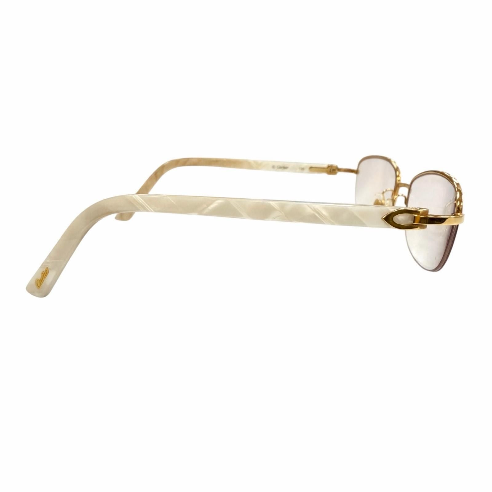 Cartier Vintage Marble Motif Half Frim Two Point Logo Eyewear Sunglasses Gold — view 4