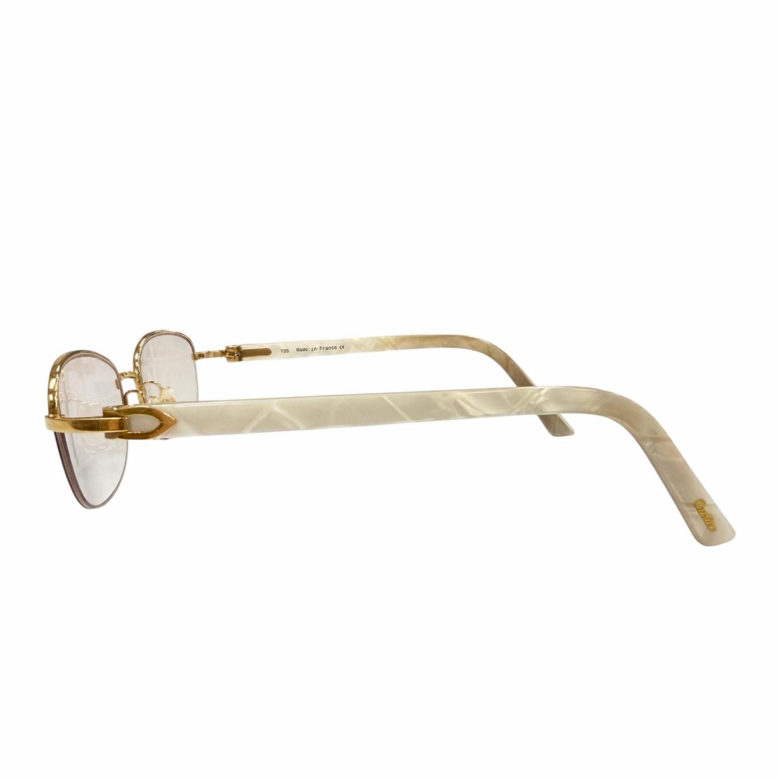 Cartier Vintage Marble Motif Half Frim Two Point Logo Eyewear Sunglasses Gold — view 3