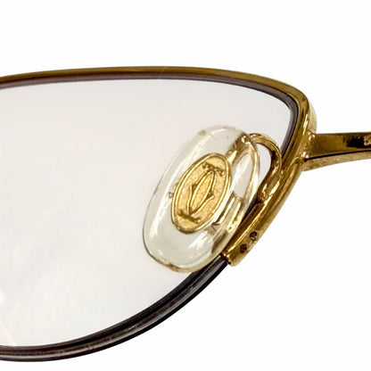 Cartier Vintage Marble Motif Half Frim Two Point Logo Eyewear Sunglasses Gold — view 8