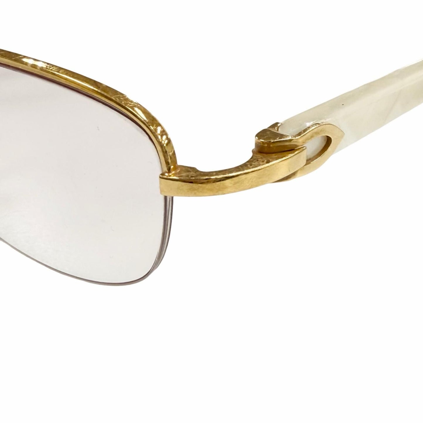 Cartier Vintage Marble Motif Half Frim Two Point Logo Eyewear Sunglasses Gold — view 6