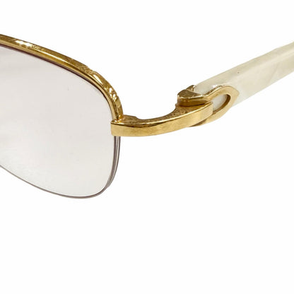 Cartier Vintage Marble Motif Half Frim Two Point Logo Eyewear Sunglasses Gold — view 6