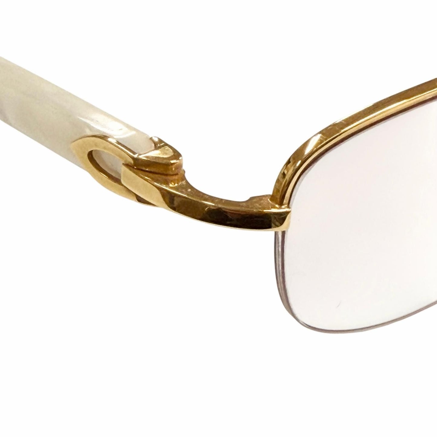 Cartier Vintage Marble Motif Half Frim Two Point Logo Eyewear Sunglasses Gold — view 7