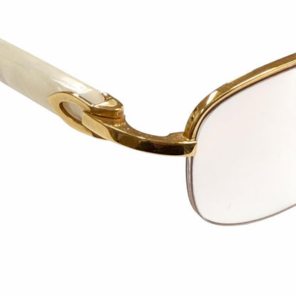 Cartier Vintage Marble Motif Half Frim Two Point Logo Eyewear Sunglasses Gold — view 7