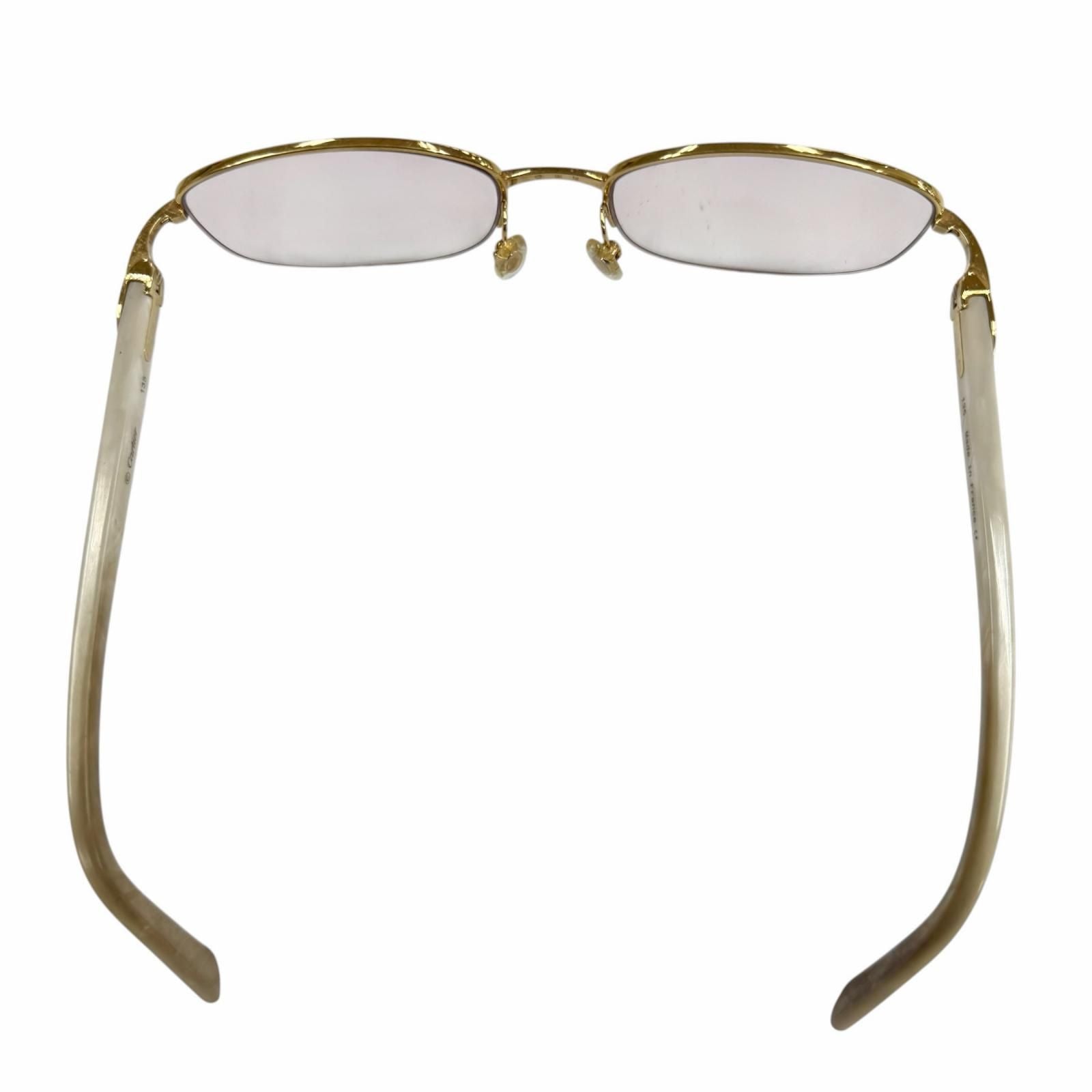 Cartier Vintage Marble Motif Half Frim Two Point Logo Eyewear Sunglasses Gold — view 5