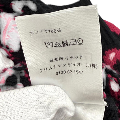 Dior Cashmere Bee Embroidered Leopard Pattern Short Sleeve Knit Pink Black 38 — view 8