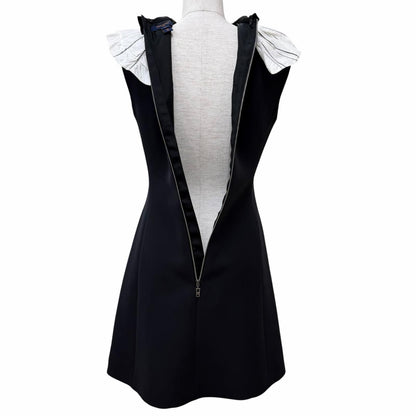 Louis Vuitton Wool Silk Blend Ribbon Collar Logo Zip Knee Length Sleeveless — view 5