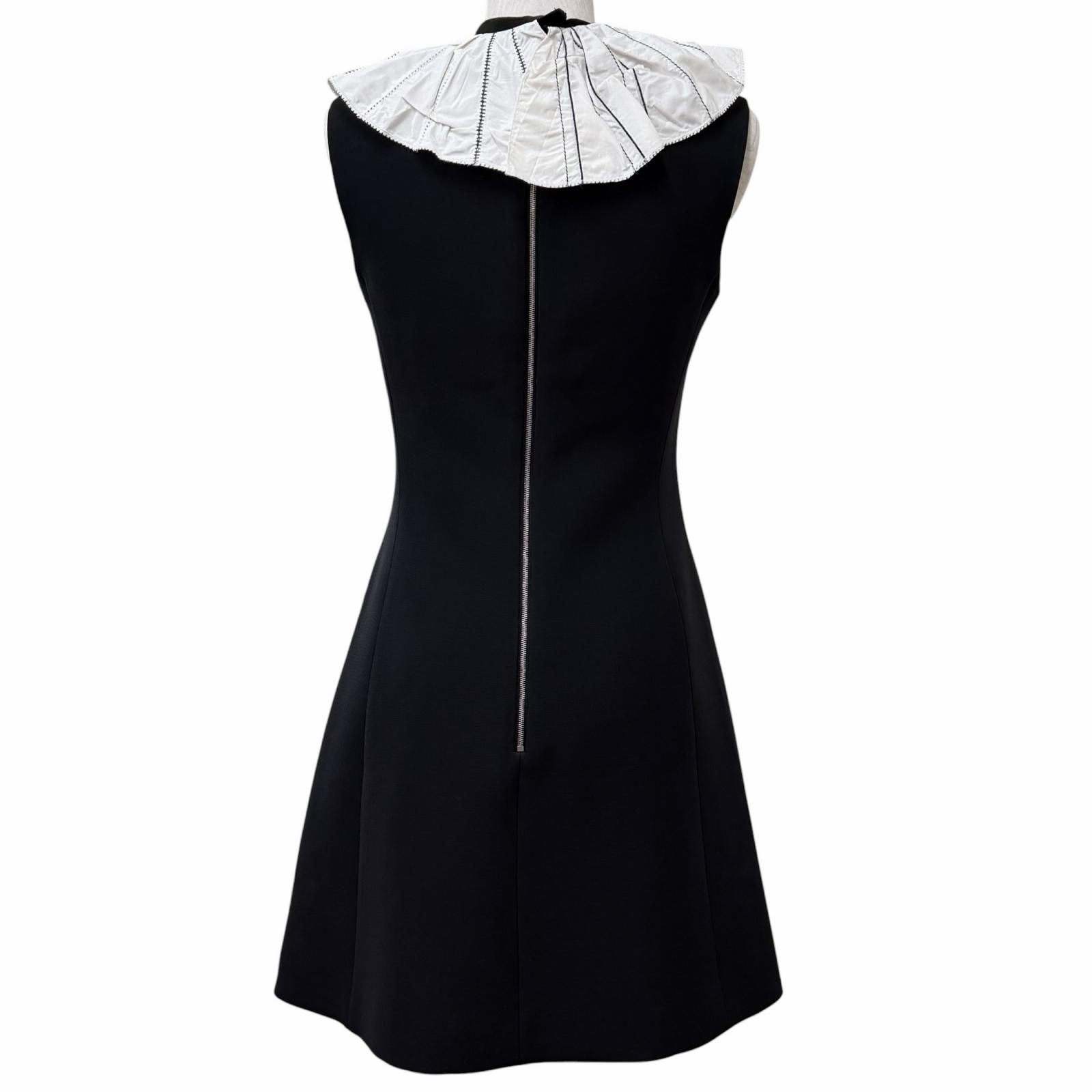 Louis Vuitton Wool Silk Blend Ribbon Collar Logo Zip Knee Length Sleeveless — view 3