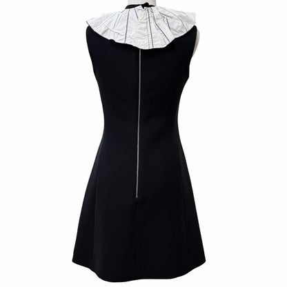 Louis Vuitton Wool Silk Blend Ribbon Collar Logo Zip Knee Length Sleeveless — view 3