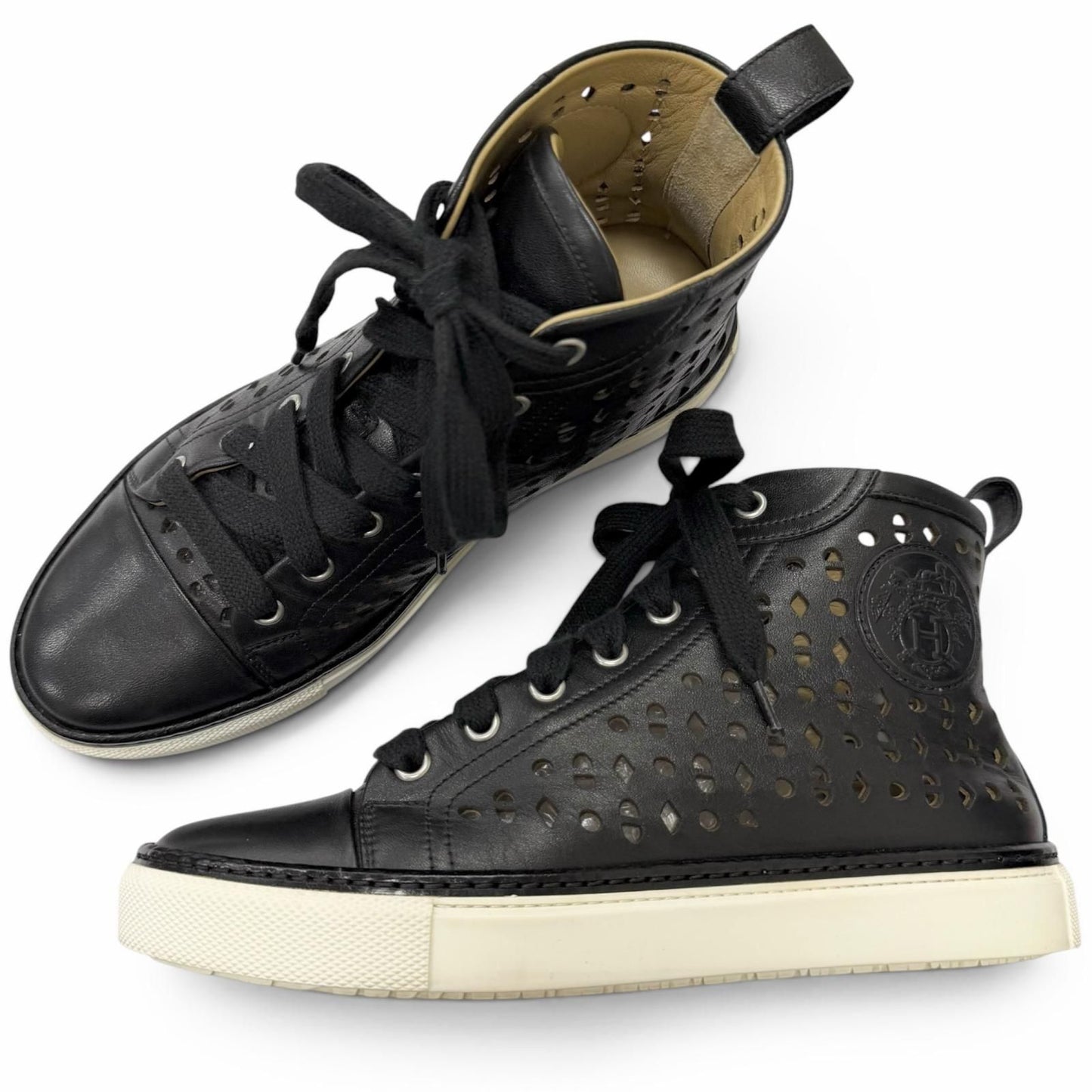 Hermes Jimi Leather Perforated Sneaker — view 3