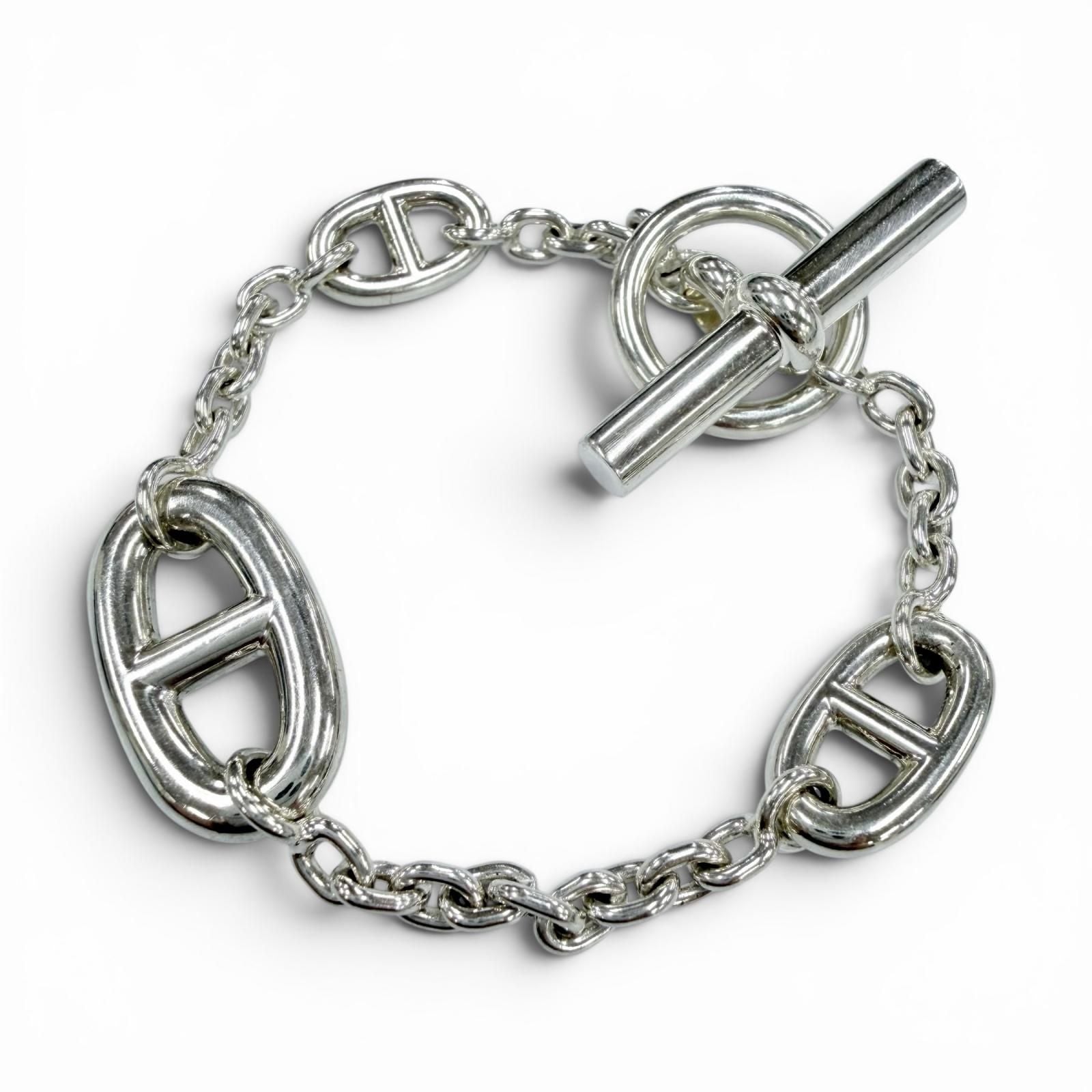 Hermes Farandole 925 Chaine D'ancre 15 cm Chain Bracelet Silver