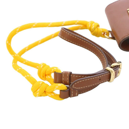 Miu Miu Miu Trick Mini Pouch Charm Airpods Case Leather Brown Yellow TK — view 7