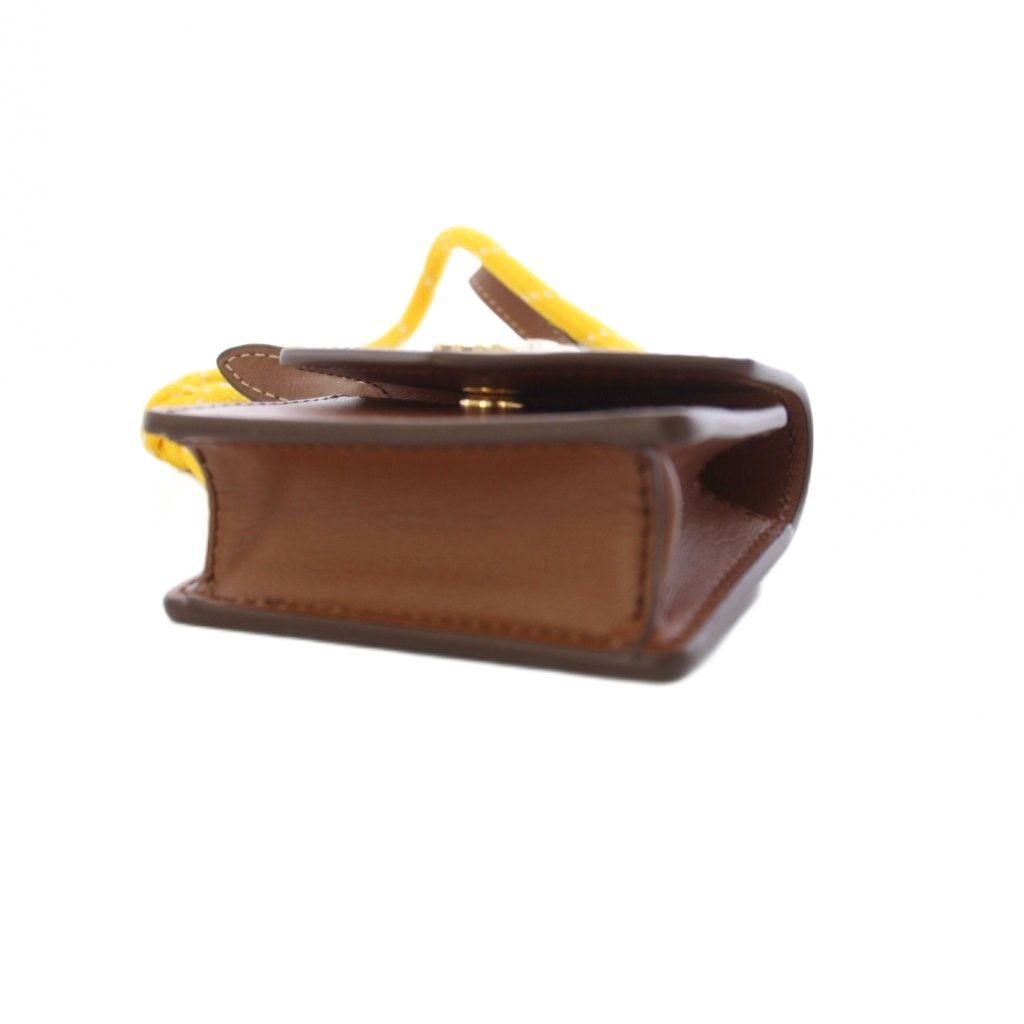 Miu Miu Miu Trick Mini Pouch Charm Airpods Case Leather Brown Yellow TK — view 5