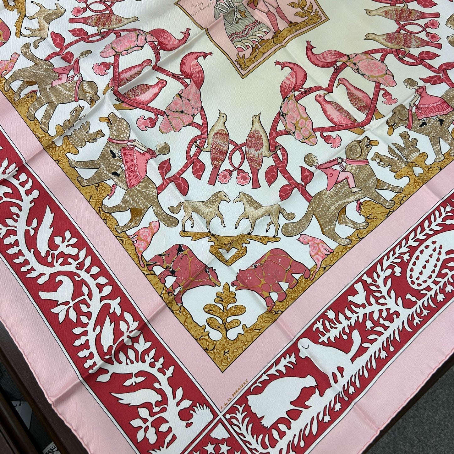 Hermes Carre 90 Early America Vintage Animal Print Scarf Silk — view 3