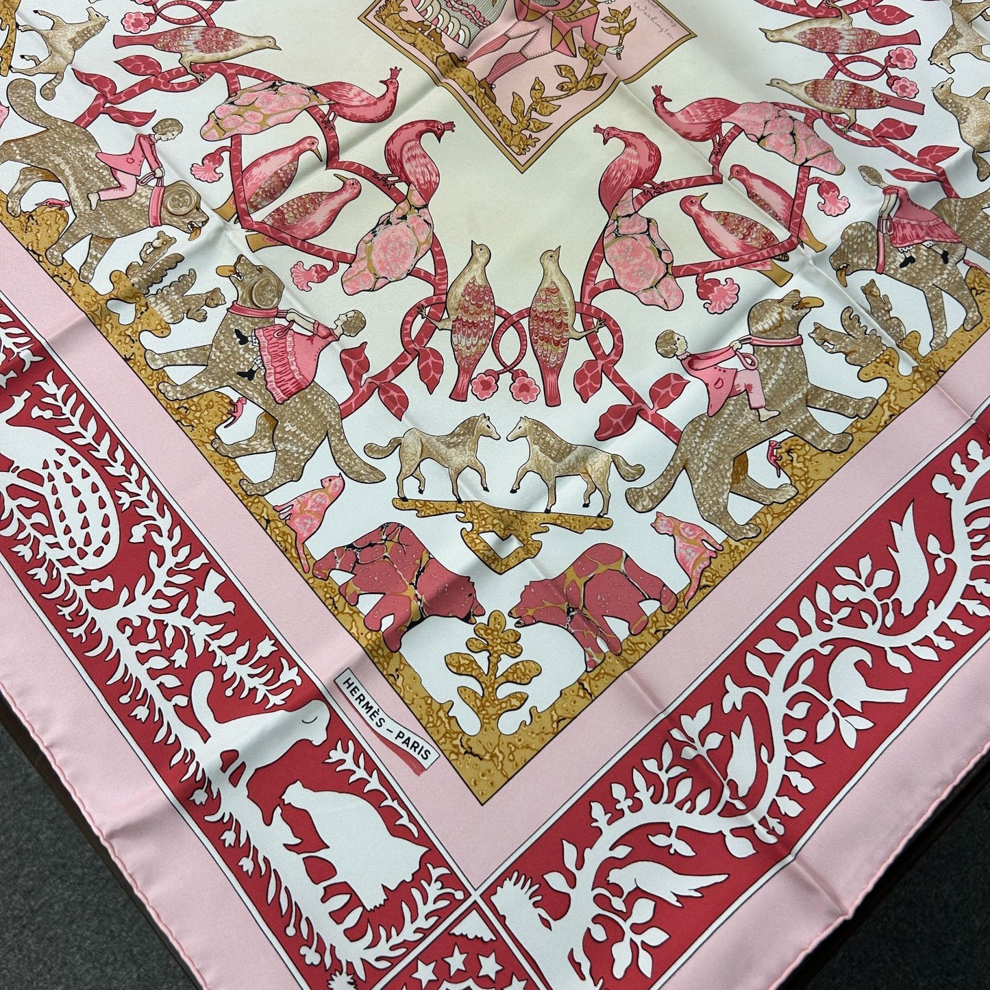 Hermes Carre 90 Early America Vintage Animal Print Scarf Silk — view 2
