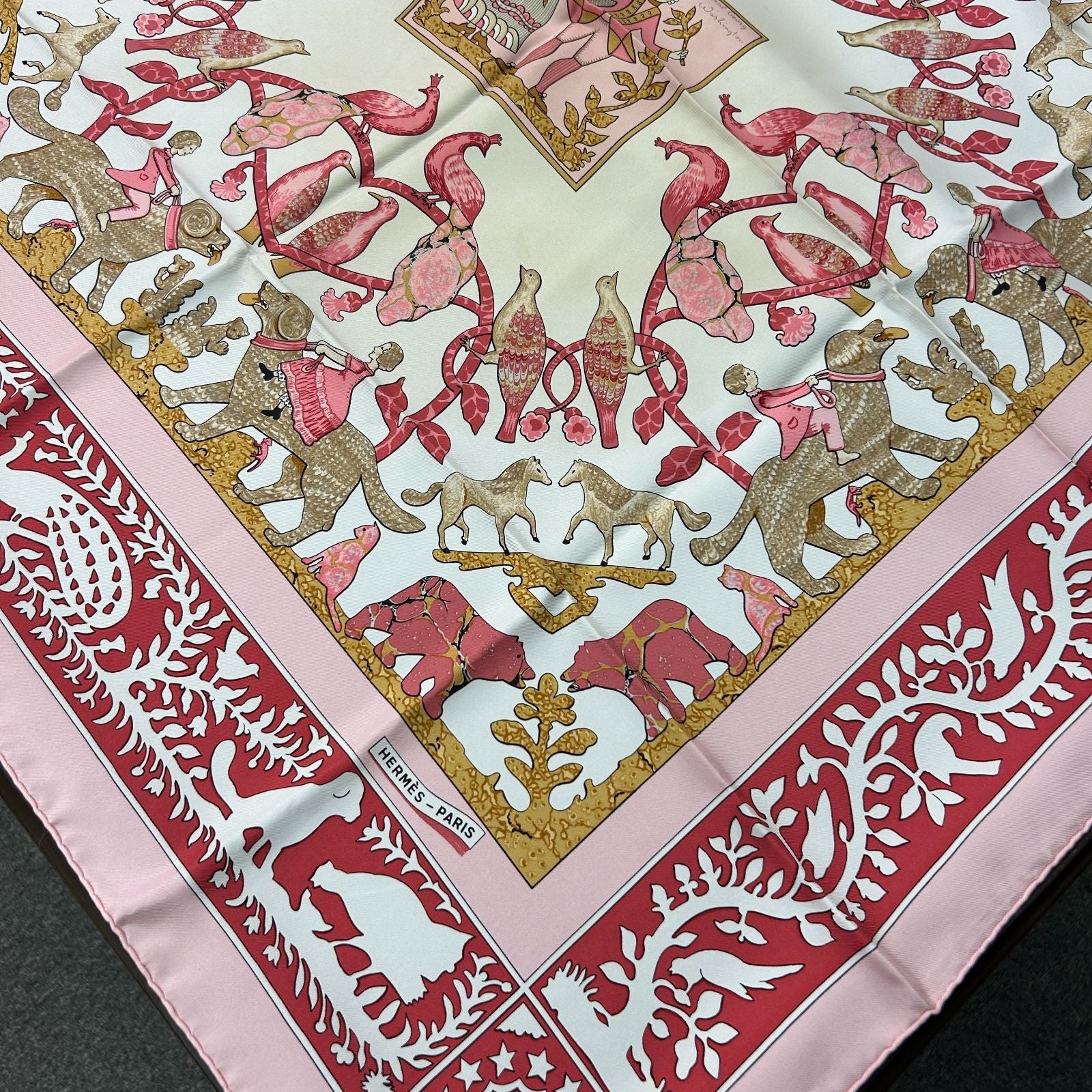 Hermes Carre 90 Early America Vintage Animal Print Scarf Silk — view 2