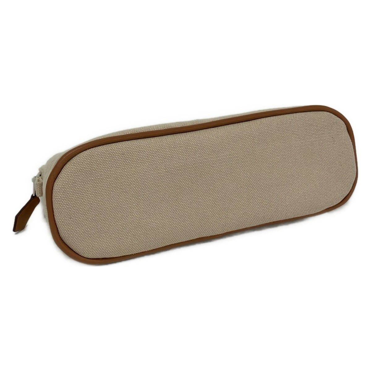 Hermes Pouch Light Beige Brown Silver Leather — view 3