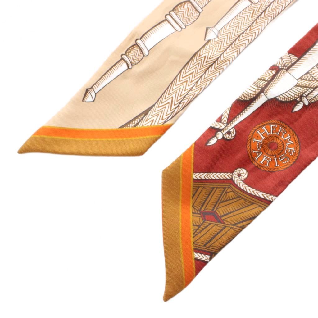 Hermes Zouaves Et Dragons and Silk Scarf Orange Yellow White All Over Pattern RI — view 2