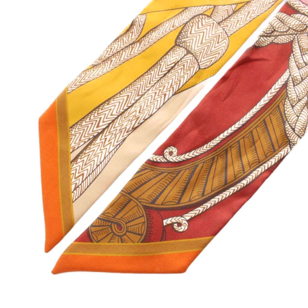 Hermes Zouaves Et Dragons and Silk Scarf Orange Yellow White All Over Pattern RI — view 3