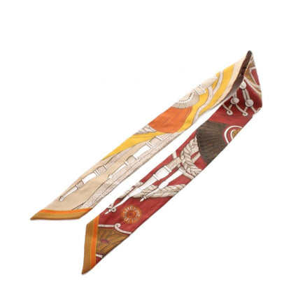 Hermes Zouaves Et Dragons and Silk Scarf Orange Yellow White All Over Pattern RI