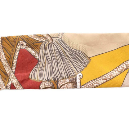 Hermes Zouaves Et Dragons and Silk Scarf Orange Yellow White All Over Pattern RI — view 5