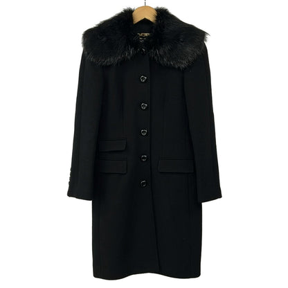 Dolce & Gabbana Coat 40 M Black Long Sleeve Beaver Fur Shoulder Pad Winter