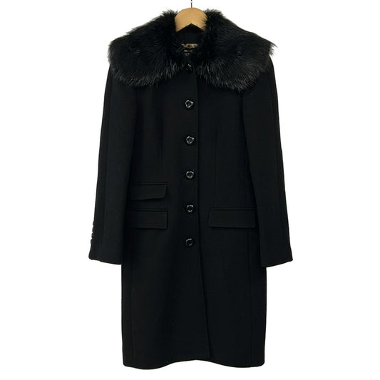 Dolce & Gabbana Coat 40 M Black Long Sleeve Beaver Fur Shoulder Pad Winter