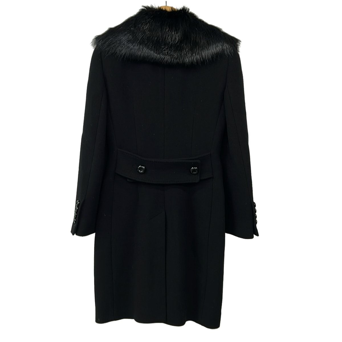 Dolce & Gabbana Coat 40 M Black Long Sleeve Beaver Fur Shoulder Pad Winter — view 2