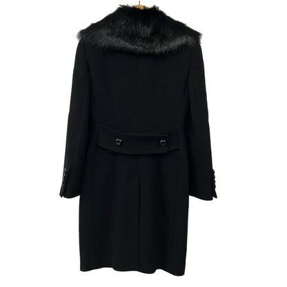 Dolce & Gabbana Coat 40 M Black Long Sleeve Beaver Fur Shoulder Pad Winter — view 2
