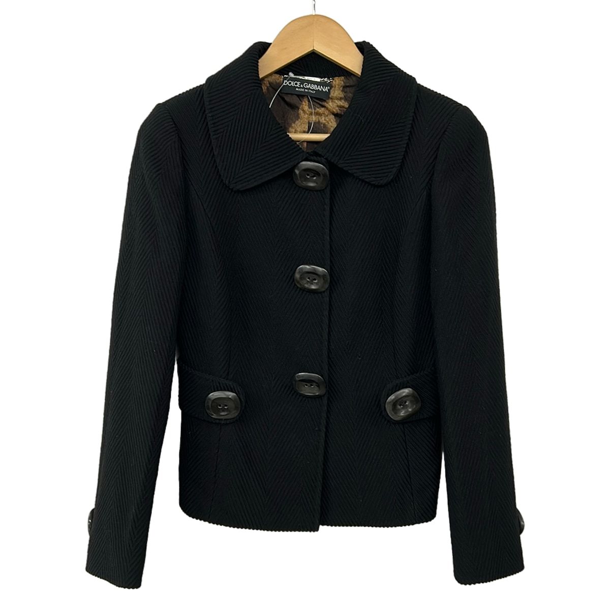 Dolce & Gabbana Jacket 38 S Black Long Sleeve Shoulder Pad Autumn Winter