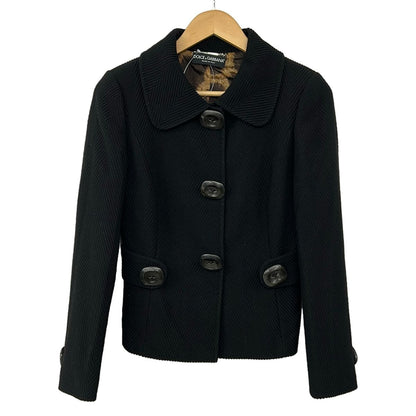 Dolce & Gabbana Jacket 38 S Black Long Sleeve Shoulder Pad Autumn Winter