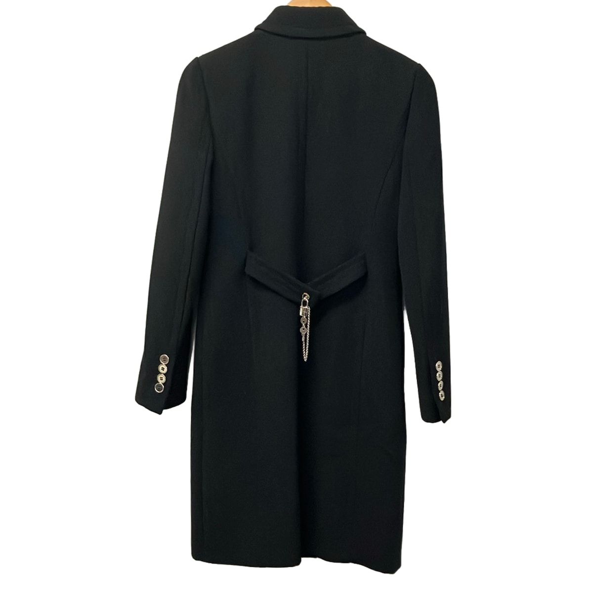Dolce & Gabbana Coat 38 S Dark Navy Long Sleeve Shoulder Pad Padlock Winter — view 2