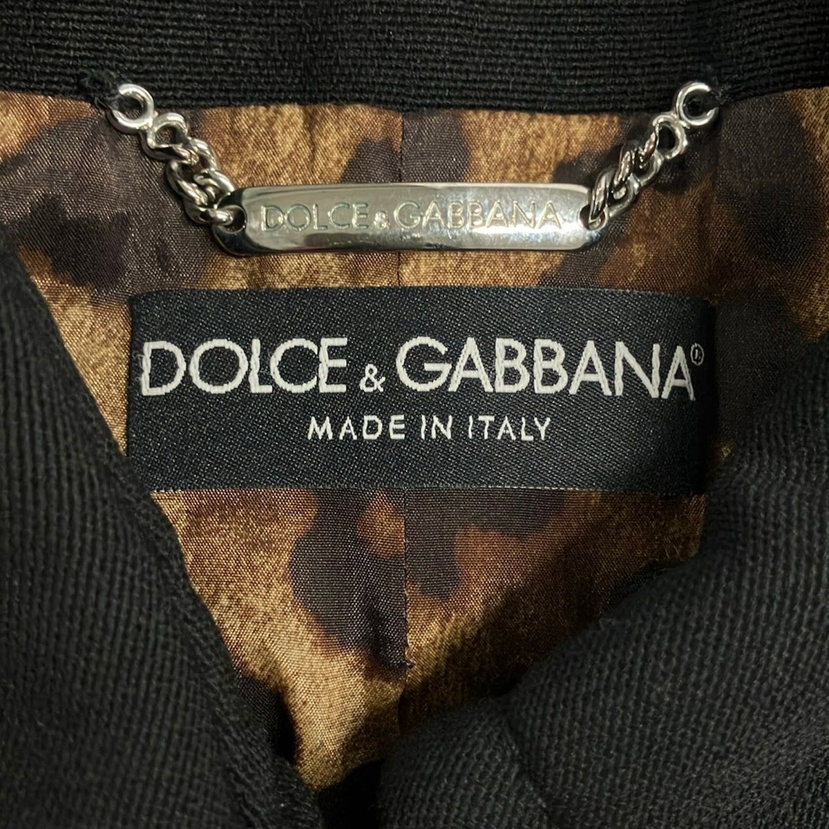 Dolce & Gabbana Coat 38 S Dark Navy Long Sleeve Shoulder Pad Padlock Winter — view 3