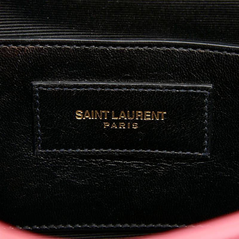 Saint Laurent Stitch YSL Logo Crossbody Chain Shoulder Bag Pink Leather — view 8