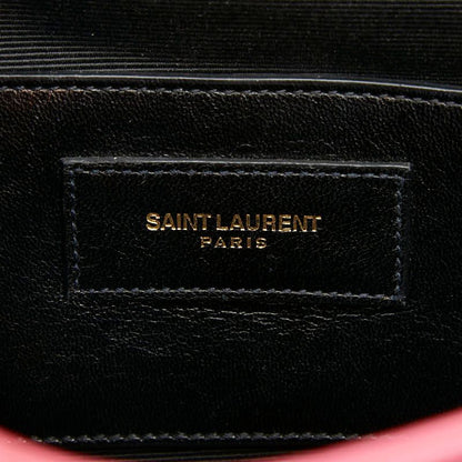 Saint Laurent Stitch YSL Logo Crossbody Chain Shoulder Bag Pink Leather — view 8
